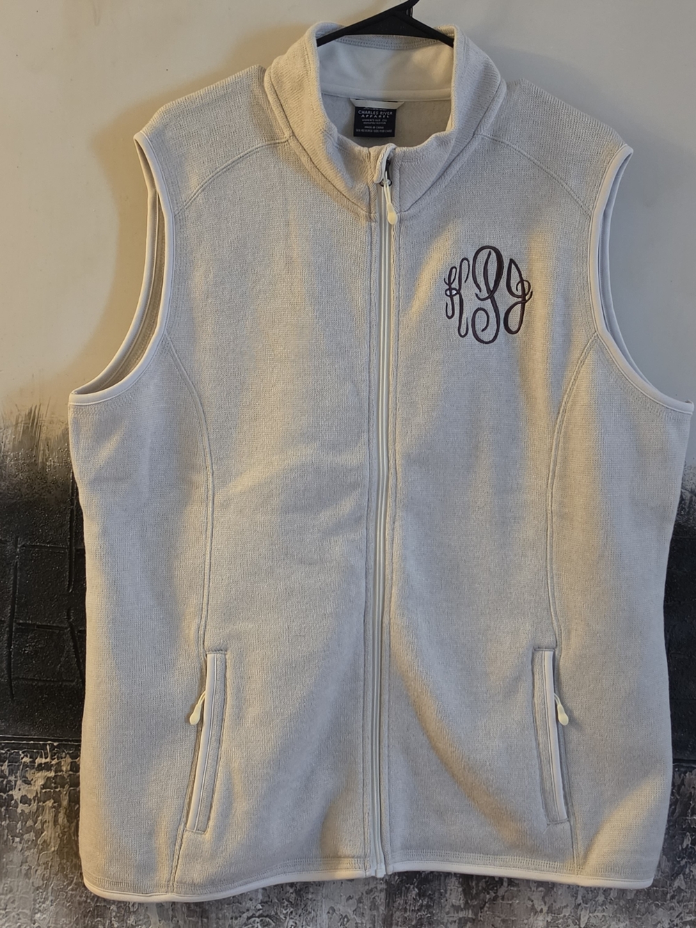Charles River Apparel Cream Monogrammed Women's Fleece Vest XXL